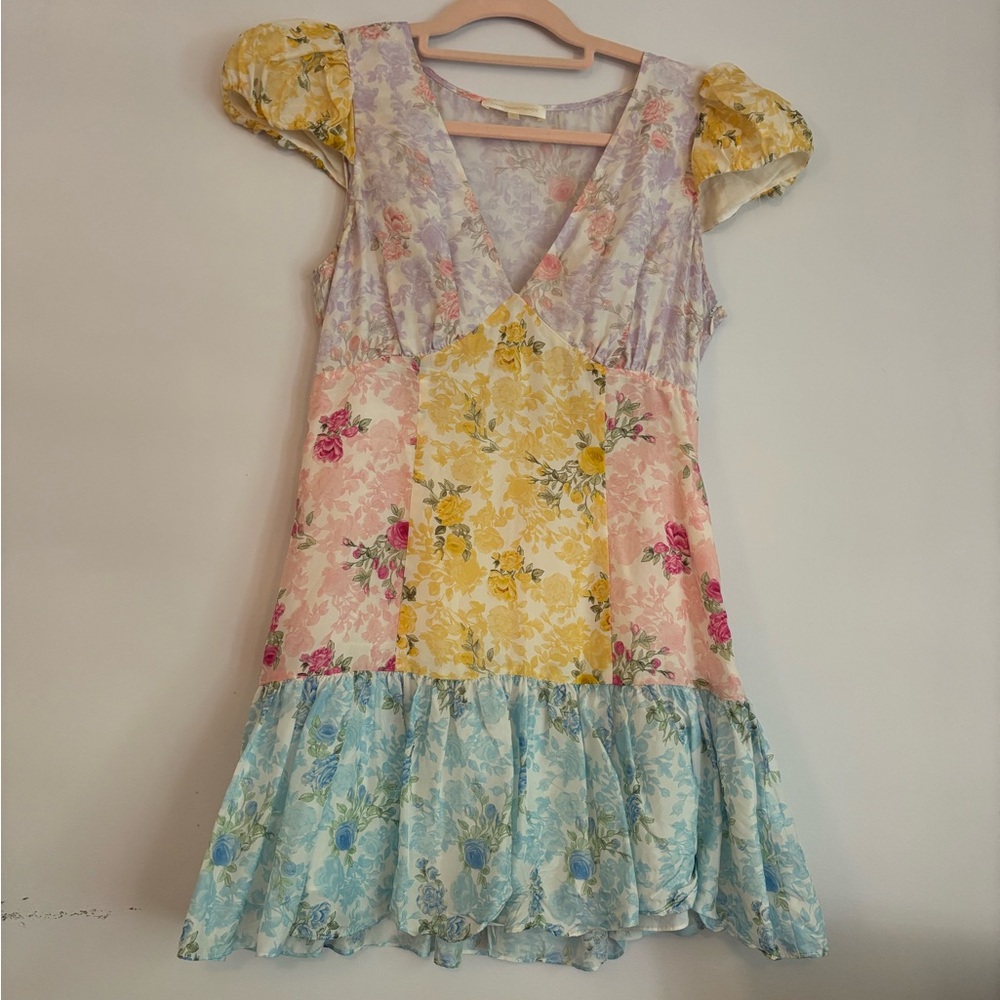 LoveShackFancy Multi Color Floral Mini Dress